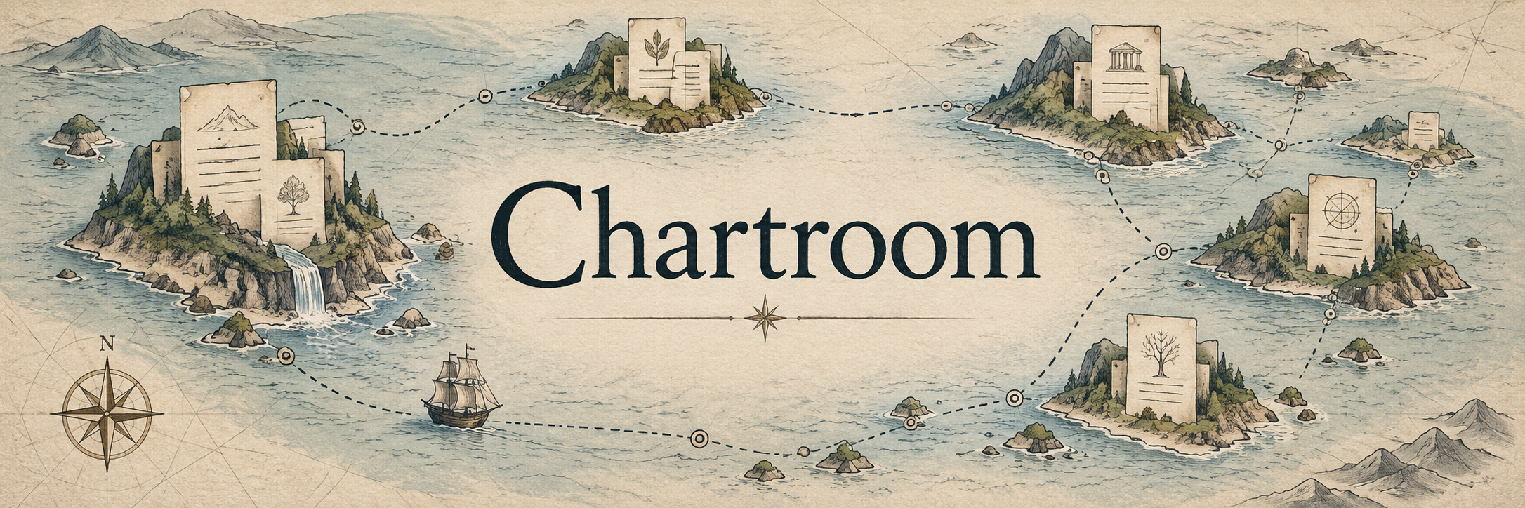 Concept illustration of connected knowledge on a map