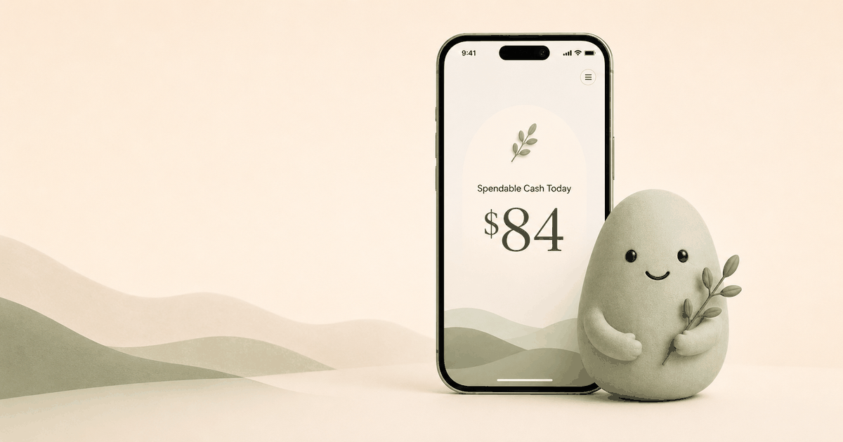 Pip app screen showing Spendable Cash Today beside the Pip character.